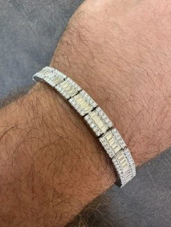 Men's Real Baguette 8mm MOISSANITE Tennis Bracelet Solid 925 Silver Hip Hop Iced -Harlem Bling Shop harlembling mens real baguette 8mm moissanite tennis bracelet solid 925 silver hip hop iced 68330.1686953526