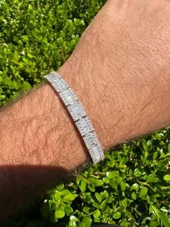 Men's Real Baguette 8mm MOISSANITE Tennis Bracelet Solid 925 Silver Hip Hop Iced -Harlem Bling Shop harlembling mens real baguette 8mm moissanite tennis bracelet solid 925 silver hip hop iced 70093.1686953513