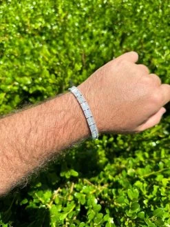 Men's Real Baguette 8mm MOISSANITE Tennis Bracelet Solid 925 Silver Hip Hop Iced -Harlem Bling Shop harlembling mens real baguette 8mm moissanite tennis bracelet solid 925 silver hip hop iced 99881.1686953512