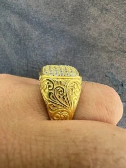 Mens Real Solid 925 14k Gold Plated Iced CZ Ring Hip Hop Size 7 8 9 10 11 12 13 -Harlem Bling Shop harlembling mens real solid 925 14k gold plated iced cz ring hip hop size 7 8 9 10 11 12 13 68459.1664300158