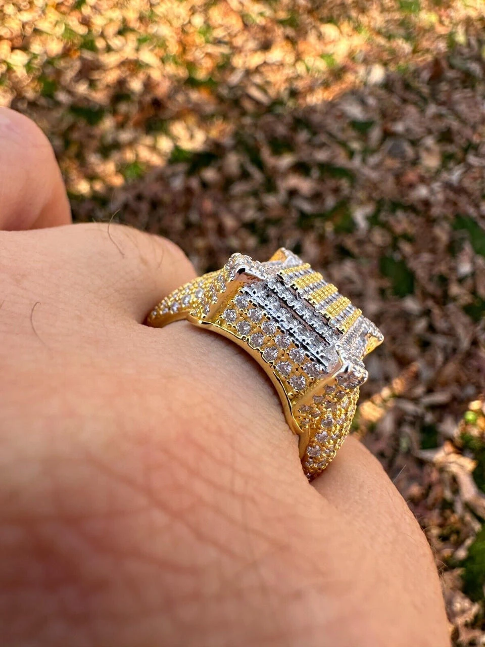 Men's Real Solid 925 Silver 14k Gold Plated MOISSANITE Large 3D Iced HipHop Ring 10 Men's Real Solid 925 Silver 14k Gold Plated MOISSANITE Large 3D Iced HipHop Ring - Image 8