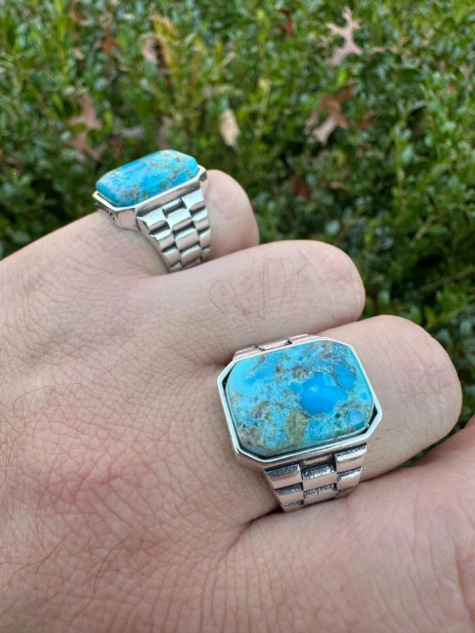 Mens Real Solid 925 Silver Blue Turquoise Natural Native American Gemstone Ring 15 Mens Real Solid 925 Silver Blue Turquoise Natural Native American Gemstone Ring - Image 13