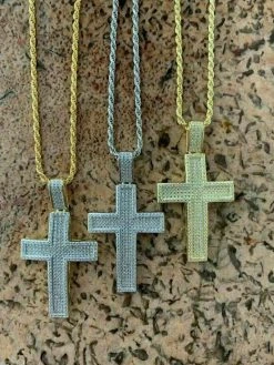 Men's Real Solid 925 Silver Cross Pendant Bust Down Crucifix Necklace Iced CZ 15 Men's Real Solid 925 Silver Cross Pendant Bust Down Crucifix Necklace Iced CZ -Harlem Bling Shop harlembling mens real solid 925 silver cross pendant bust down crucifix necklace iced cz 27074.1664372958
