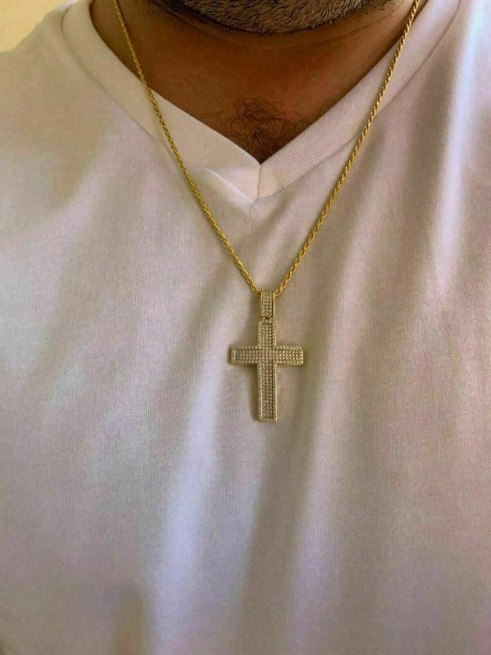 Men's Real Solid 925 Silver Cross Pendant Bust Down Crucifix Necklace Iced CZ 12 Men's Real Solid 925 Silver Cross Pendant Bust Down Crucifix Necklace Iced CZ - Image 10