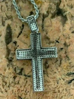 Men's Real Solid 925 Silver Cross Pendant Bust Down Crucifix Necklace Iced CZ 20 Men's Real Solid 925 Silver Cross Pendant Bust Down Crucifix Necklace Iced CZ -Harlem Bling Shop harlembling mens real solid 925 silver cross pendant bust down crucifix necklace iced cz 41888.1664377971