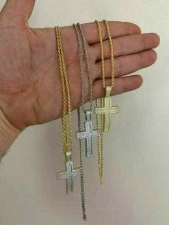 Men's Real Solid 925 Silver Cross Pendant Bust Down Crucifix Necklace Iced CZ 16 Men's Real Solid 925 Silver Cross Pendant Bust Down Crucifix Necklace Iced CZ -Harlem Bling Shop harlembling mens real solid 925 silver cross pendant bust down crucifix necklace iced cz 43167.1664381282