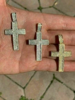 Men's Real Solid 925 Silver Cross Pendant Bust Down Crucifix Necklace Iced CZ 24 Men's Real Solid 925 Silver Cross Pendant Bust Down Crucifix Necklace Iced CZ -Harlem Bling Shop harlembling mens real solid 925 silver cross pendant bust down crucifix necklace iced cz 77995.1664396134