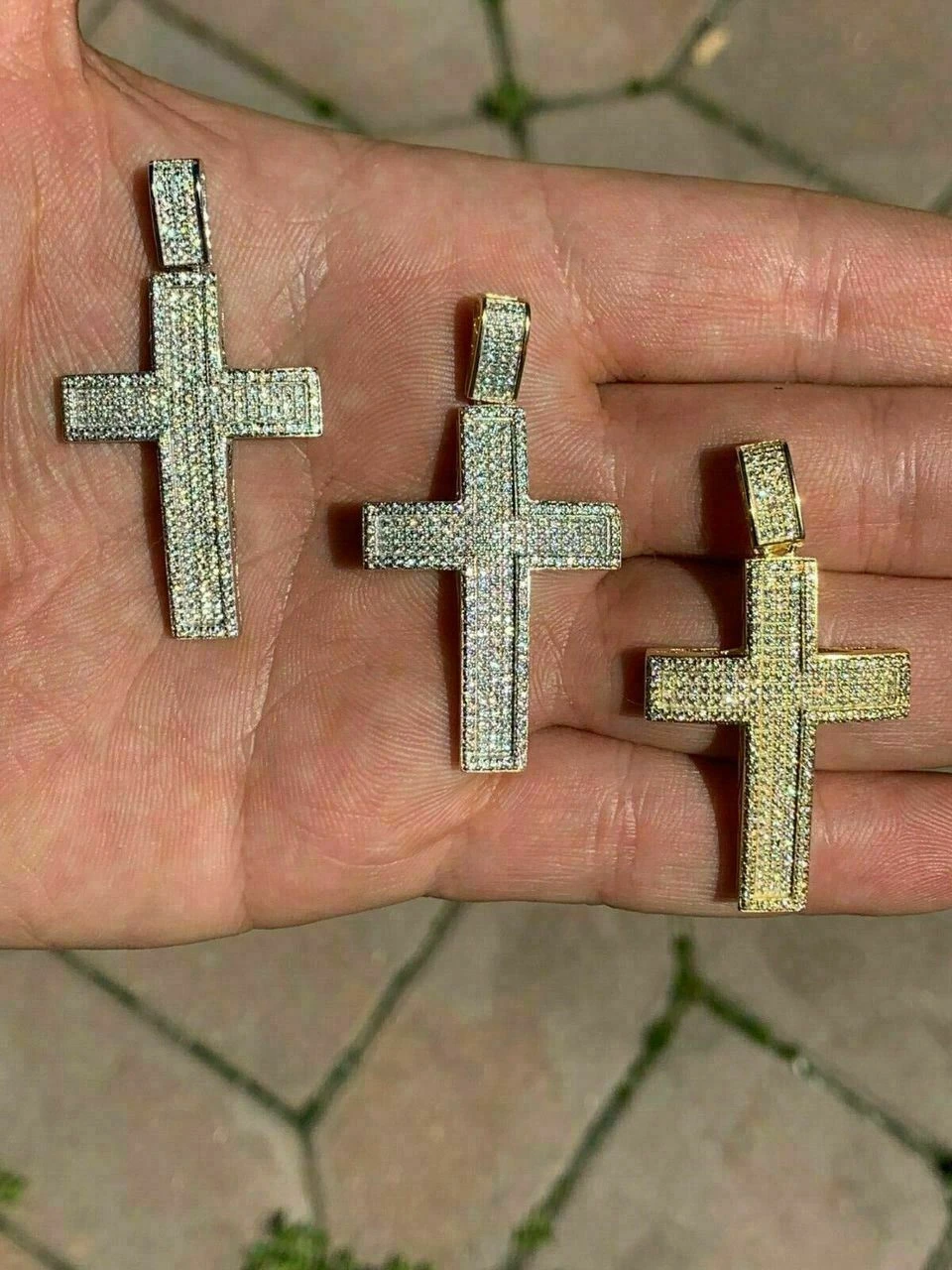 Men's Real Solid 925 Silver Cross Pendant Bust Down Crucifix Necklace Iced CZ 13 Men's Real Solid 925 Silver Cross Pendant Bust Down Crucifix Necklace Iced CZ - Image 11