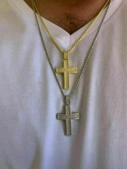 Men's Real Solid 925 Silver Cross Pendant Bust Down Crucifix Necklace Iced CZ 17 Men's Real Solid 925 Silver Cross Pendant Bust Down Crucifix Necklace Iced CZ -Harlem Bling Shop harlembling mens real solid 925 silver cross pendant bust down crucifix necklace iced cz 79585.1664396036