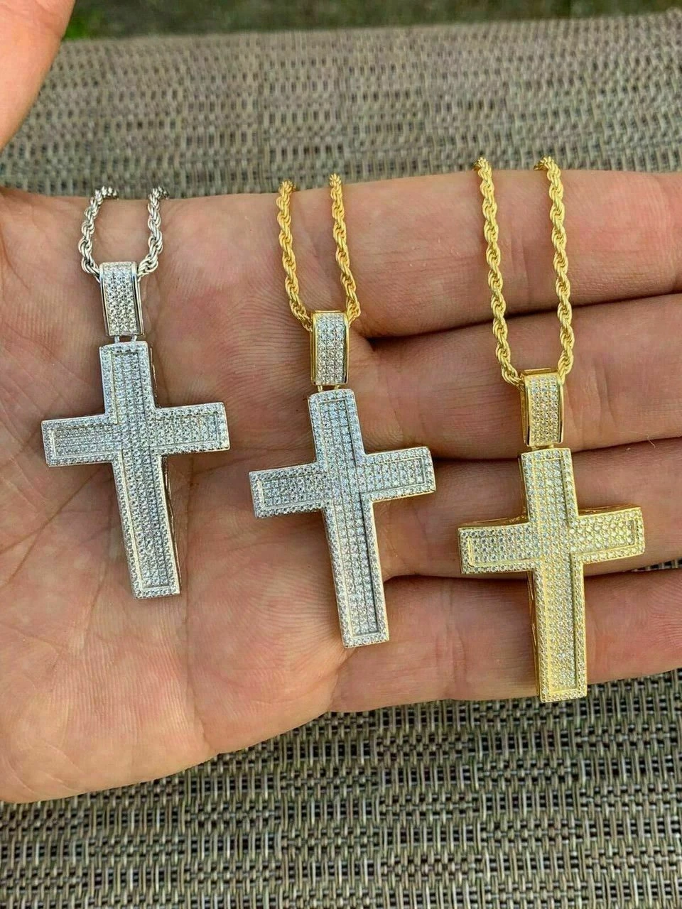 Men's Real Solid 925 Silver Cross Pendant Bust Down Crucifix Necklace Iced CZ 11 Men's Real Solid 925 Silver Cross Pendant Bust Down Crucifix Necklace Iced CZ - Image 9
