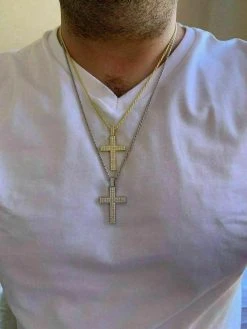 Men's Real Solid 925 Silver Cross Pendant Prong Set Crucifix Necklace W. Chain 23 Men's Real Solid 925 Silver Cross Pendant Prong Set Crucifix Necklace W. Chain -Harlem Bling Shop harlembling mens real solid 925 silver cross pendant prong set crucifix necklace w chain 62754.1664392193