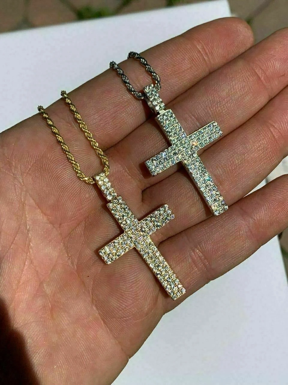 Men's Real Solid 925 Silver Cross Pendant Prong Set Crucifix Necklace W. Chain 5 Men's Real Solid 925 Silver Cross Pendant Prong Set Crucifix Necklace W. Chain - Image 3