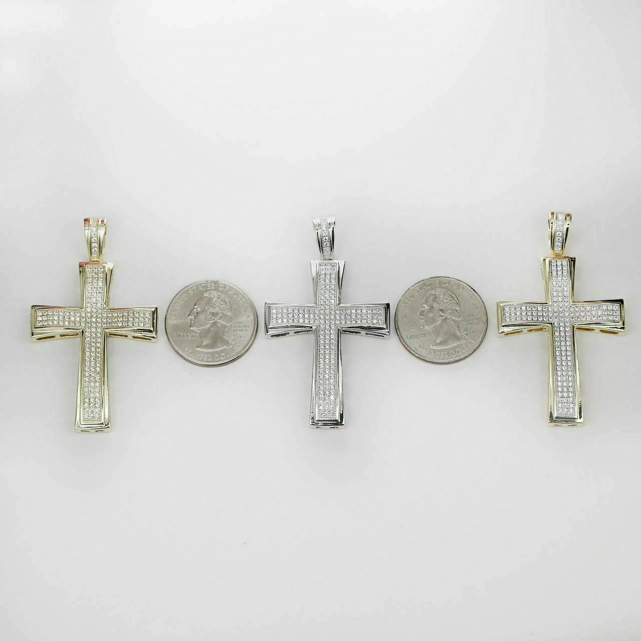Mens Real Solid 925 Silver Cross W. Tennis Chain Pendant Iced Icy Hip Hop Rapper 6 Mens Real Solid 925 Silver Cross W. Tennis Chain Pendant Iced Icy Hip Hop Rapper - Image 4