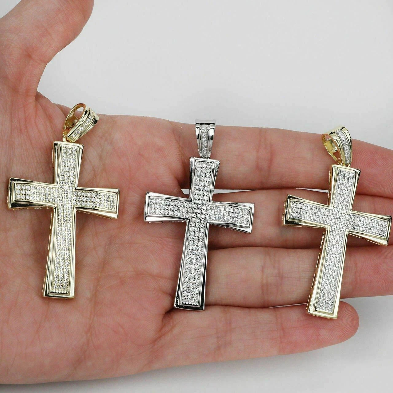 Mens Real Solid 925 Silver Cross W. Tennis Chain Pendant Iced Icy Hip Hop Rapper 14 Mens Real Solid 925 Silver Cross W. Tennis Chain Pendant Iced Icy Hip Hop Rapper - Image 12