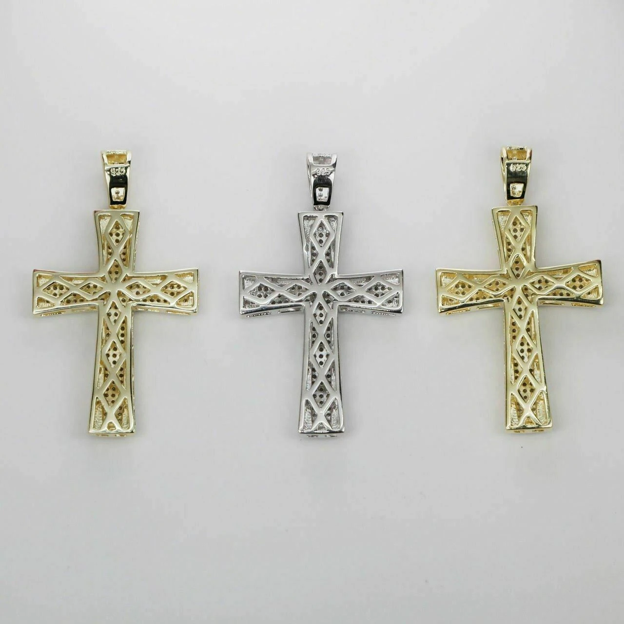 Mens Real Solid 925 Silver Cross W. Tennis Chain Pendant Iced Icy Hip Hop Rapper 5 Mens Real Solid 925 Silver Cross W. Tennis Chain Pendant Iced Icy Hip Hop Rapper - Image 3