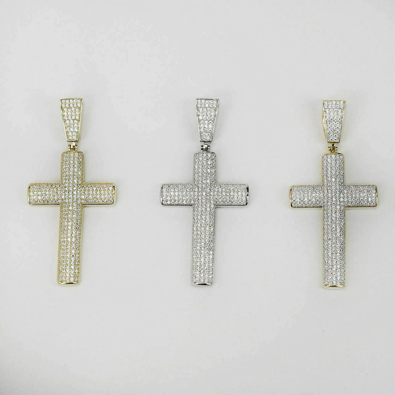 Men's Real Solid 925 Silver Cross W. Tennis Chain Pendant Super Iced Man Diamond 6 Men's Real Solid 925 Silver Cross W. Tennis Chain Pendant Super Iced Man Diamond - Image 4
