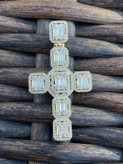 Mens Real Solid 925 Silver Iced Baguette Diamond Cross 2" Rhodium, Gold Or Rose 22 Mens Real Solid 925 Silver Iced Baguette Diamond Cross 2" Rhodium, Gold Or Rose -Harlem Bling Shop harlembling mens real solid 925 silver iced baguette diamond cross 2 rhodium gold or rose 02357.1664375254