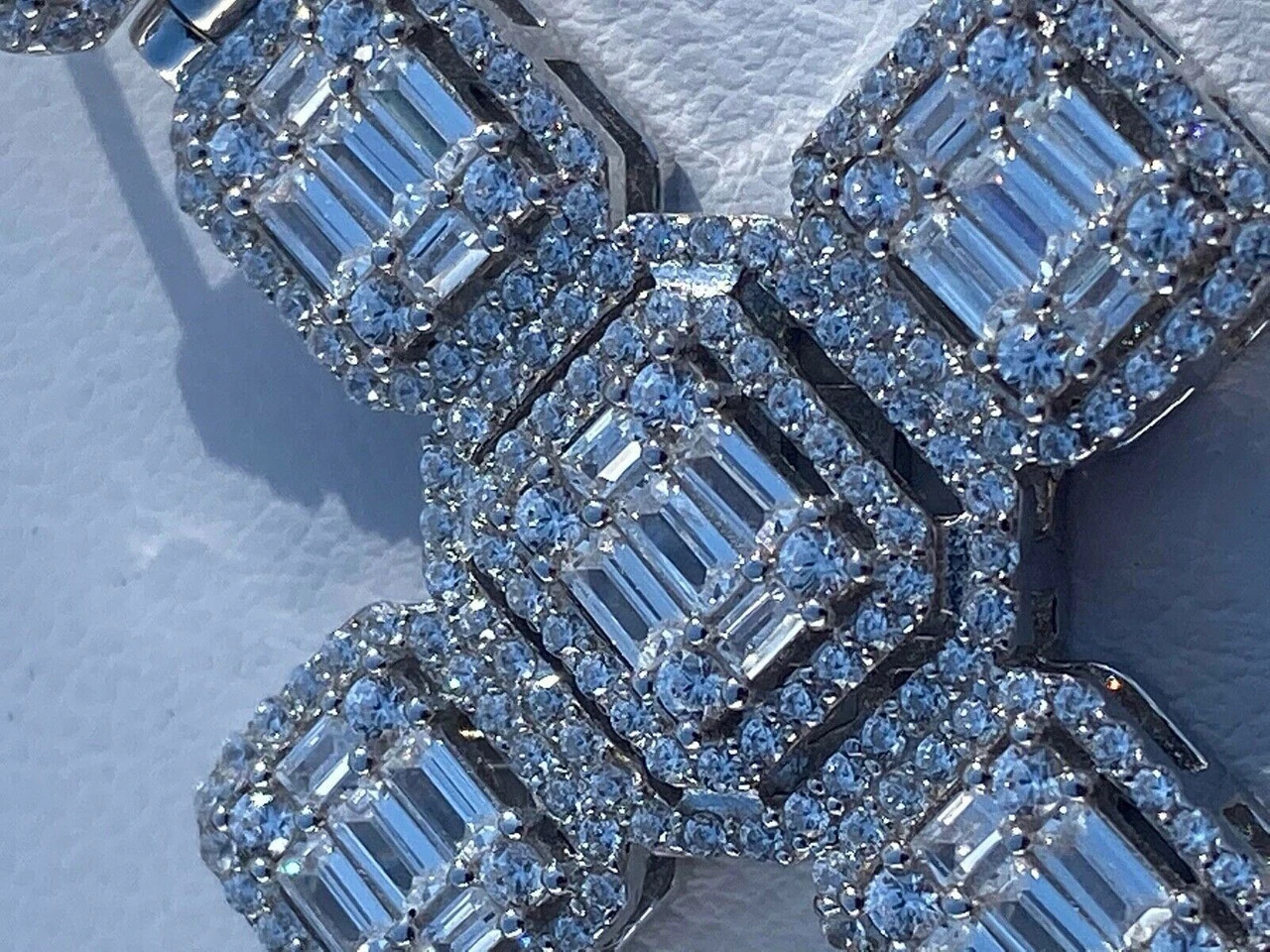 Mens Real Solid 925 Silver Iced Baguette Diamond Cross 2" Rhodium, Gold Or Rose 14 Mens Real Solid 925 Silver Iced Baguette Diamond Cross 2" Rhodium, Gold Or Rose - Image 12