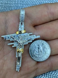 Mens Real Solid 925 Silver Iced Baguette Diamond Jesus Cross Hip Hop Necklace 22 Mens Real Solid 925 Silver Iced Baguette Diamond Jesus Cross Hip Hop Necklace -Harlem Bling Shop harlembling mens real solid 925 silver iced baguette diamond jesus cross hip hop necklace 27855.1664374663