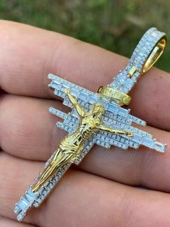 Mens Real Solid 925 Silver Iced Baguette Diamond Jesus Cross Hip Hop Necklace 18 Mens Real Solid 925 Silver Iced Baguette Diamond Jesus Cross Hip Hop Necklace -Harlem Bling Shop harlembling mens real solid 925 silver iced baguette diamond jesus cross hip hop necklace 28033.1664375588