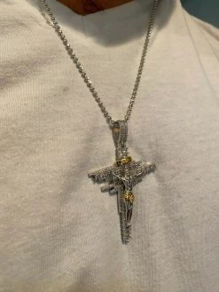 Mens Real Solid 925 Silver Iced Baguette Diamond Jesus Cross Hip Hop Necklace 24 Mens Real Solid 925 Silver Iced Baguette Diamond Jesus Cross Hip Hop Necklace -Harlem Bling Shop harlembling mens real solid 925 silver iced baguette diamond jesus cross hip hop necklace 28575.1664382302