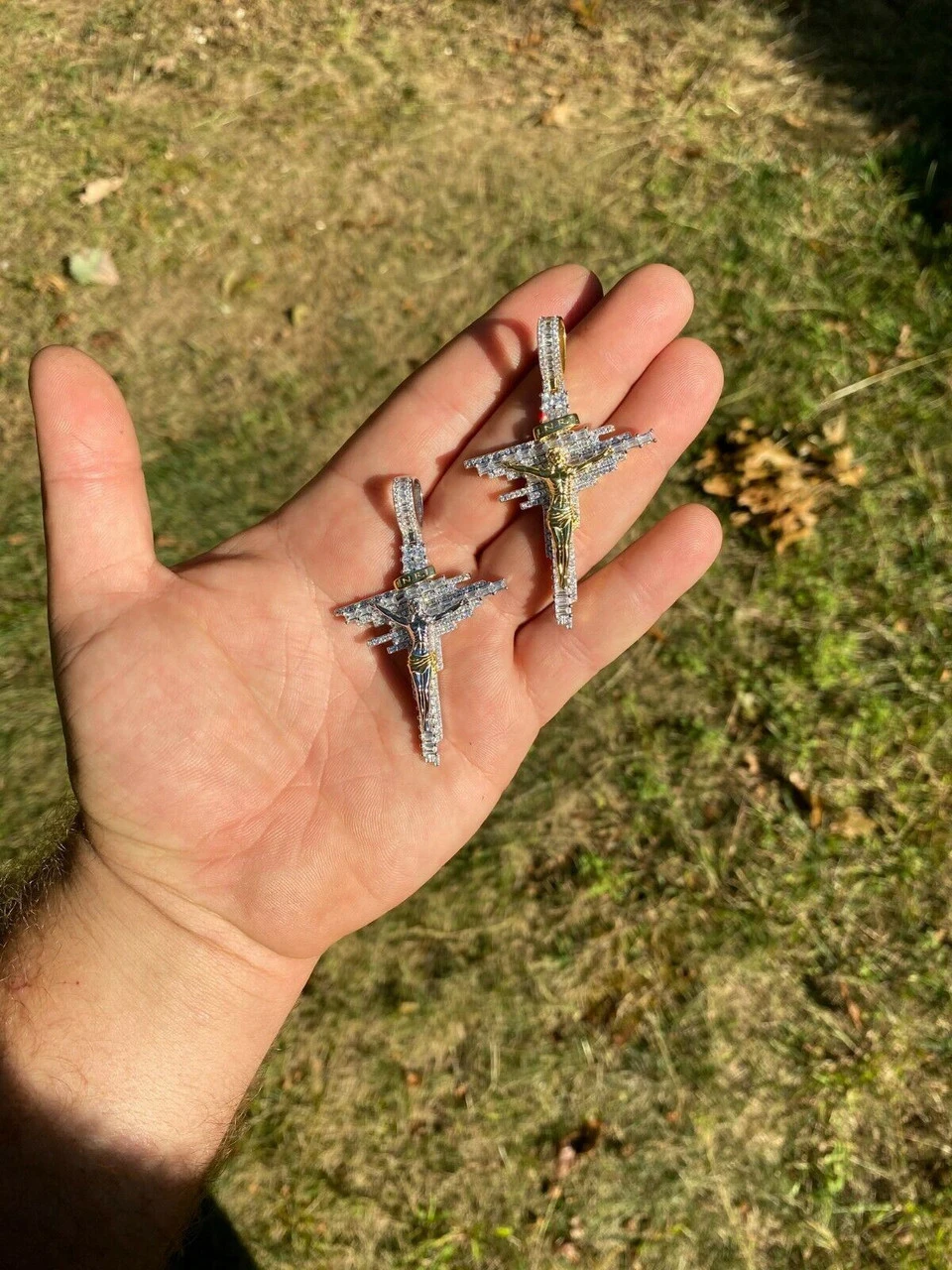 Mens Real Solid 925 Silver Iced Baguette Diamond Jesus Cross Hip Hop Necklace 8 Mens Real Solid 925 Silver Iced Baguette Diamond Jesus Cross Hip Hop Necklace - Image 6