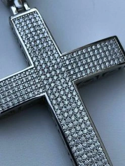 Men’s Real Solid 925 Silver Large Iced Cross 3ct Diamonds 2x1.5” Hip Hop Pendant -Harlem Bling Shop harlembling mens real solid 925 silver large iced cross 3ct diamonds 2x1.5 hip hop pendant 46053.1664377970