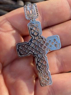 Men’s Real Solid 925 Silver Mens Large Iced Baguette Diamond Cross Necklace 2" -Harlem Bling Shop harlembling mens real solid 925 silver mens large iced baguette diamond cross necklace 2 90852.1664374925