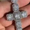 Men’s Real Solid 925 Silver Mens Large Iced Baguette Diamond Cross Necklace 2" -Harlem Bling Shop harlembling mens real solid 925 silver mens large iced baguette diamond cross necklace 2 95314.1664371260