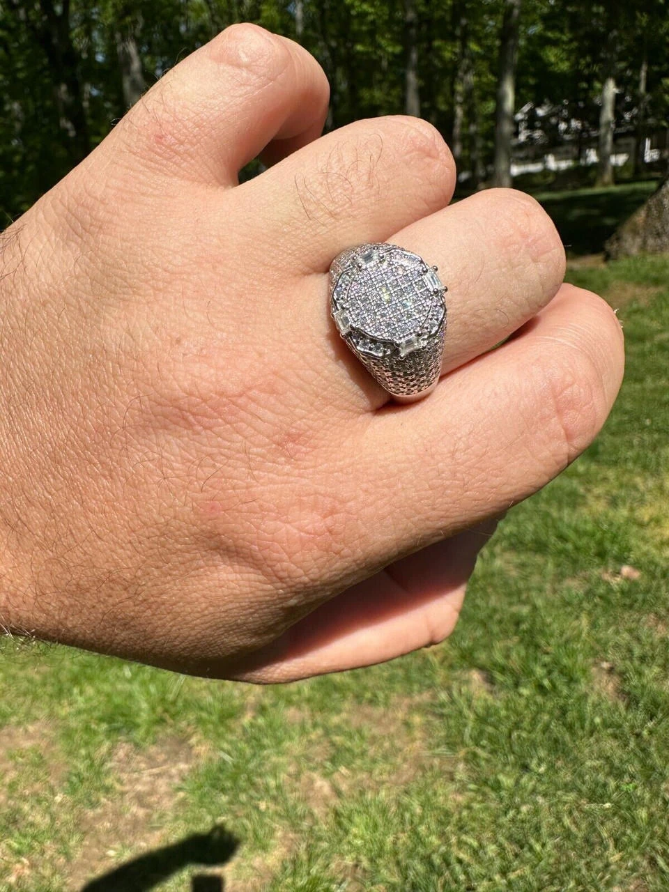 Men's Real Solid 925 Silver MOISSANITE Baguette Passes Tester Pinky RING Hip Hop 20 Men's Real Solid 925 Silver MOISSANITE Baguette Passes Tester Pinky RING Hip Hop - Image 18