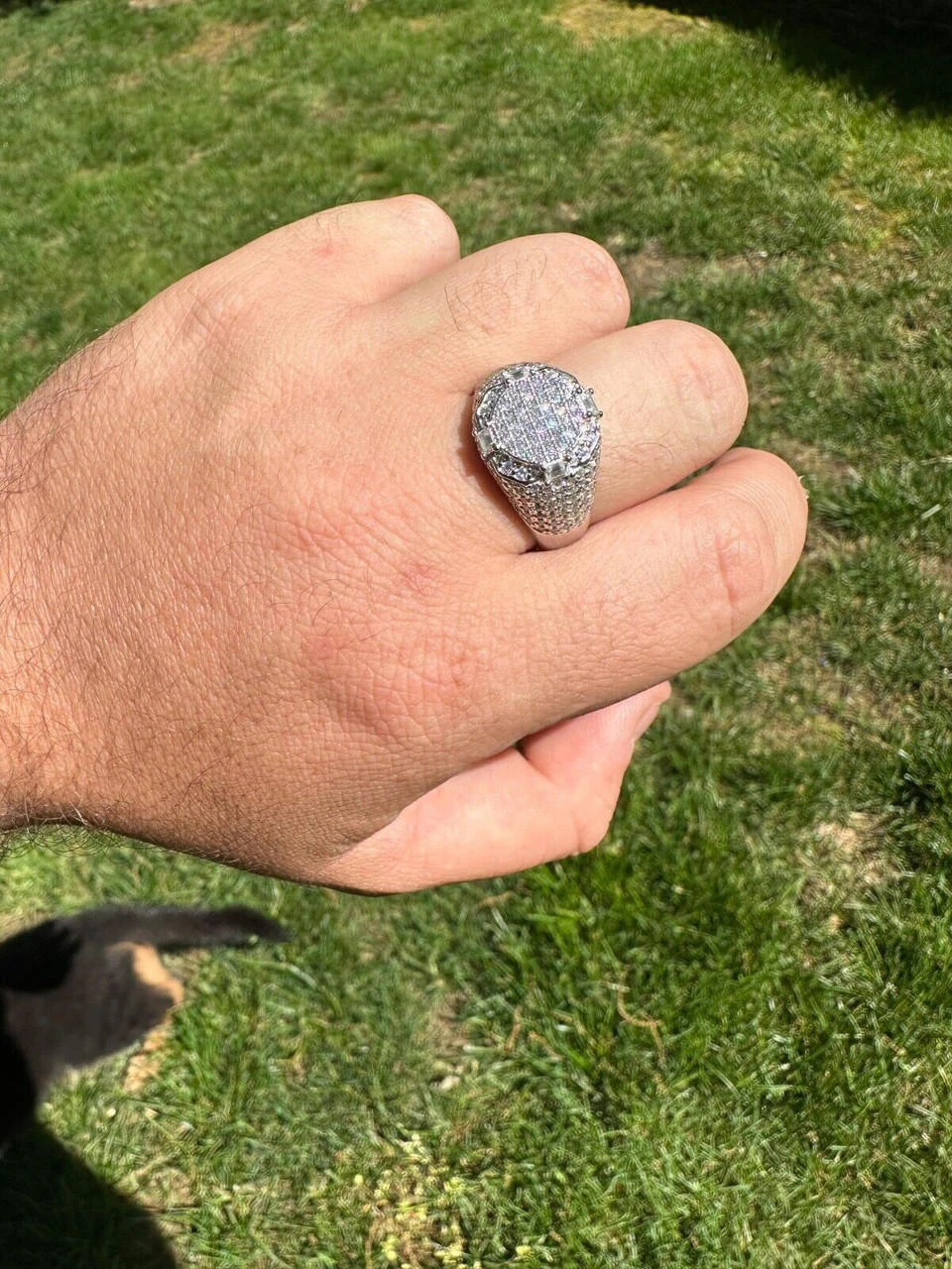 Men's Real Solid 925 Silver MOISSANITE Baguette Passes Tester Pinky RING Hip Hop 5 Men's Real Solid 925 Silver MOISSANITE Baguette Passes Tester Pinky RING Hip Hop - Image 3