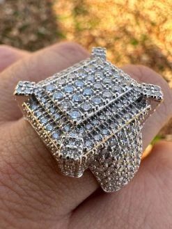 Men's Real Solid 925 Silver MOISSANITE Large 3D Rectangular Iced Hip Hop Ring -Harlem Bling Shop harlembling mens real solid 925 silver moissanite large 3d rectangular iced hip hop ring 14147.1700107193