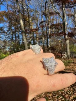 Men's Real Solid 925 Silver MOISSANITE Large 3D Rectangular Iced Hip Hop Ring -Harlem Bling Shop harlembling mens real solid 925 silver moissanite large 3d rectangular iced hip hop ring 18679.1700107256