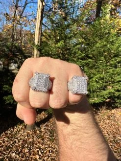 Men's Real Solid 925 Silver MOISSANITE Large 3D Rectangular Iced Hip Hop Ring -Harlem Bling Shop harlembling mens real solid 925 silver moissanite large 3d rectangular iced hip hop ring 19278.1700107247