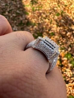 Men's Real Solid 925 Silver MOISSANITE Large 3D Rectangular Iced Hip Hop Ring -Harlem Bling Shop harlembling mens real solid 925 silver moissanite large 3d rectangular iced hip hop ring 19769.1700107259