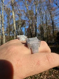 Men's Real Solid 925 Silver MOISSANITE Large 3D Rectangular Iced Hip Hop Ring -Harlem Bling Shop harlembling mens real solid 925 silver moissanite large 3d rectangular iced hip hop ring 27133.1700107195