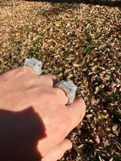 Men's Real Solid 925 Silver MOISSANITE Large 3D Rectangular Iced Hip Hop Ring -Harlem Bling Shop harlembling mens real solid 925 silver moissanite large 3d rectangular iced hip hop ring 35417.1700107224