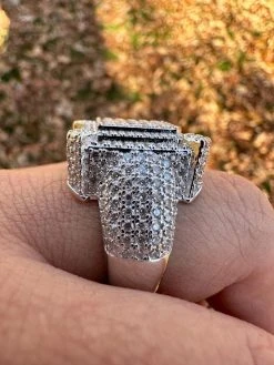 Men's Real Solid 925 Silver MOISSANITE Large 3D Rectangular Iced Hip Hop Ring -Harlem Bling Shop harlembling mens real solid 925 silver moissanite large 3d rectangular iced hip hop ring 39716.1700107269