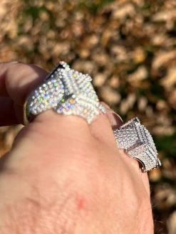 Men's Real Solid 925 Silver MOISSANITE Large 3D Rectangular Iced Hip Hop Ring -Harlem Bling Shop harlembling mens real solid 925 silver moissanite large 3d rectangular iced hip hop ring 56609.1700107237