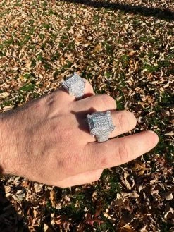 Men's Real Solid 925 Silver MOISSANITE Large 3D Rectangular Iced Hip Hop Ring -Harlem Bling Shop harlembling mens real solid 925 silver moissanite large 3d rectangular iced hip hop ring 60984.1700107270