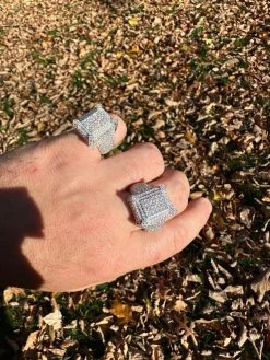 Men's Real Solid 925 Silver MOISSANITE Large 3D Rectangular Iced Hip Hop Ring -Harlem Bling Shop harlembling mens real solid 925 silver moissanite large 3d rectangular iced hip hop ring 63432.1700107228