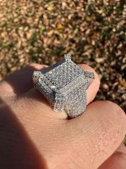 Men's Real Solid 925 Silver MOISSANITE Large 3D Rectangular Iced Hip Hop Ring -Harlem Bling Shop harlembling mens real solid 925 silver moissanite large 3d rectangular iced hip hop ring 79232.1700107267
