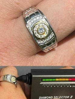 Men's Real Solid 925 Silver Moissanite Ring Passes Diamond Tester Iced Pinky Out