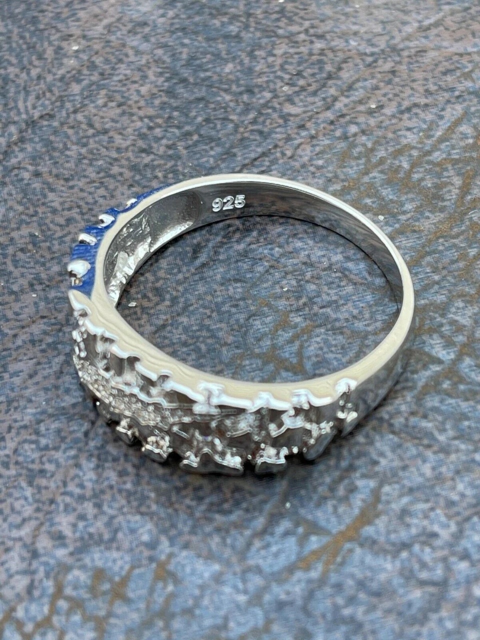 Mens REAL Solid 925 Silver Nugget Band Ring Iced Moissanite Pass Diamond Tester 13 Mens REAL Solid 925 Silver Nugget Band Ring Iced Moissanite Pass Diamond Tester - Image 11