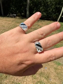 Mens Real Solid 925 Silver Nugget Black Onyx Iced Simulated Diamond Ring Hip Hop -Harlem Bling Shop harlembling mens real solid 925 silver nugget black onyx iced simulated diamond ring hip hop 71824.1664300477