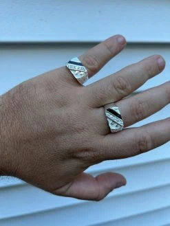 Mens Real Solid 925 Silver Nugget Black Onyx Iced Simulated Diamond Ring Hip Hop -Harlem Bling Shop harlembling mens real solid 925 silver nugget black onyx iced simulated diamond ring hip hop 82508.1664302638