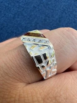 Mens Real Solid 925 Silver Nugget Red Ruby Iced Simulated Diamond Ring Hip Hop -Harlem Bling Shop harlembling mens real solid 925 silver nugget red ruby iced simulated diamond ring hip hop 61473.1664301180