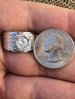 Men's REAL Solid 925 Silver Solitaire Ring W. Man Made Diamonds Pinky Sizes 7-13 -Harlem Bling Shop harlembling mens real solid 925 silver solitaire ring w man made diamonds pinky sizes 7 13 16405.1664371940