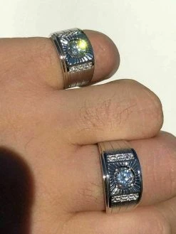 Men's REAL Solid 925 Silver Solitaire Ring W. Man Made Diamonds Pinky Sizes 7-13 -Harlem Bling Shop harlembling mens real solid 925 silver solitaire ring w man made diamonds pinky sizes 7 13 53424.1664372627