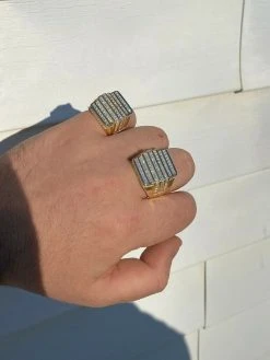 Mens REAL Solid 925 Sterling Silver 14k Gold Finish Iced Baguette CZ HipHop Ring 16 Mens REAL Solid 925 Sterling Silver 14k Gold Finish Iced Baguette CZ HipHop Ring -Harlem Bling Shop harlembling mens real solid 925 sterling silver 14k gold finish iced baguette cz hiphop ring 03357.1664372907